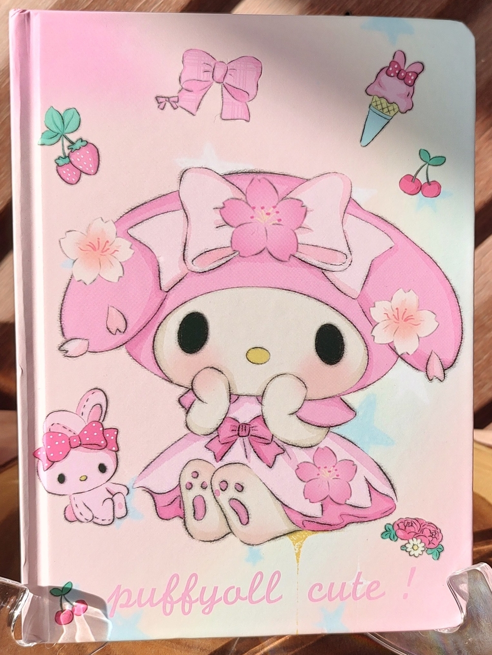 Sanrio My Melody Pink Hardcover Notebook with Floral Bow Artwork